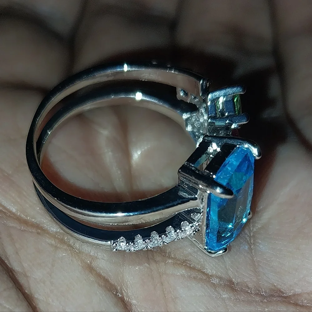Vibrant Silvery Multi-Gemstone Open Resizable Ring